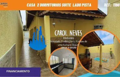 Casa nova 2 dormitorios piscina lado pista financiamento mongagua