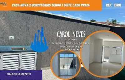 Casa condominio fechado 2 dormitorios lado praia financiamento itanhaem