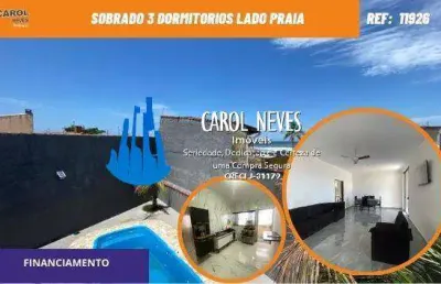 Sobrado 3 dormitorio piscina financiamento lado praia  mongagua