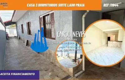 Casa 3 dormitorios suite lado praia financiamento mongagua