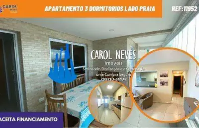 Apartamento 3 dormitorios piscina lado praia financiamento mongagua