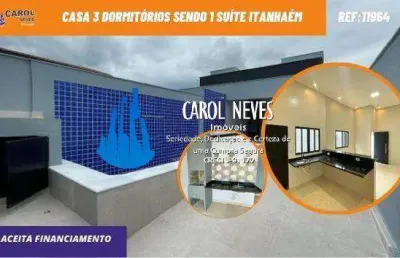 Casa nova 3 dormitorios 1 suite piscina financiamento lado praia itanhaem
