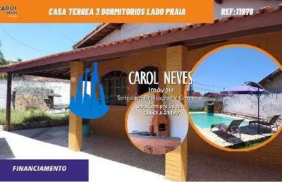 Casa terrea 3 dormitorios piscina lado praia financiamento itanhaem