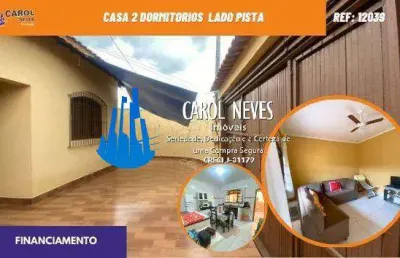 Casa 2 dormitorios churrasqueira lado pista financiamento mongagua