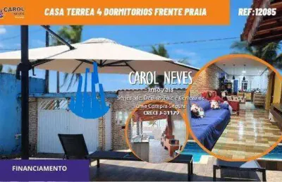 Casa terrea 4 dormitorios piscina frente praia financiamento mongagua