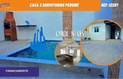 Casa 3 dormitorios piscina lado praia financiamento peruibe