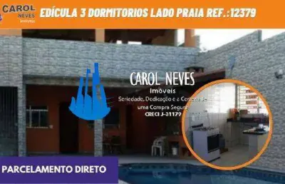 Edicula 3 dormitorios piscina lado praia parcelamento direto mongagua