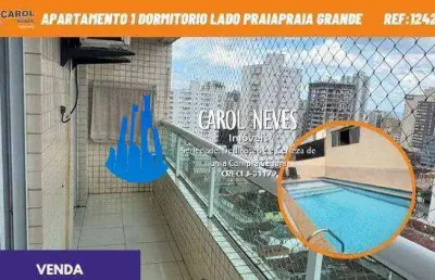 Apartamento 1 dormitorio piscina lado praia financiamento praia grande