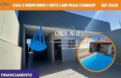 Casa 2 dormitorios 1 suite piscina lado praia financiamento itanhaem