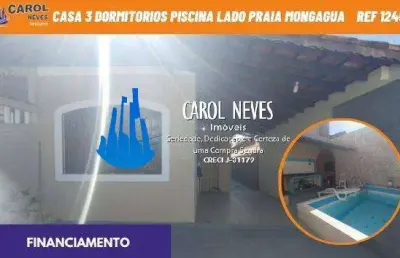 Casa 3 dormitorios piscina lado praia financiamento mongagua