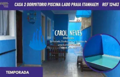 Casa locacao temporada 2 dormitorios piscina lado praia itanhaem