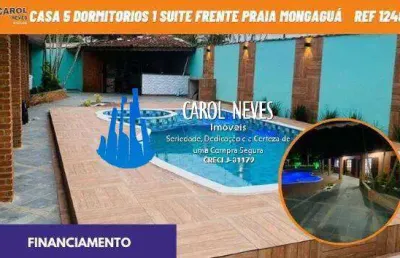 Casa 4 dormitorios piscina 1 suite lado praia financiamento mongagua