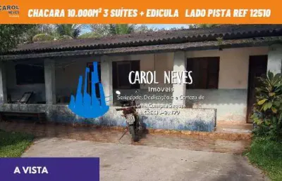 Chacara de 10.000m² 3 dormitorios + edicula lado pista a vista mongagua