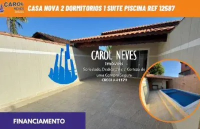 Casa nova 3 dormitorios 1 suite  piscina lado pista financiamento mongagua