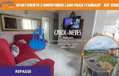 Apartamento 2 dormitorios quadra lado praia repasse itanhaem