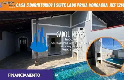 Casa 3 dormitorios 1 suite lado praia financiamento mongagua