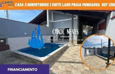 Casa nova 3 dormitorios 1 suite lado praia financiamento mongagua