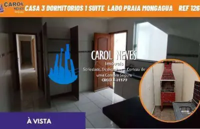 Casa 3 dormitorios 1 suite churrasqueira lado praia a vista mongagua