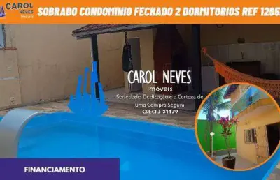 Sobrado condominio fechado 2 dormitorios lado praia financiamento mongagua