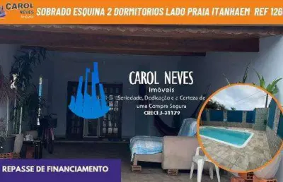 Sobrado 2 dormitorios piscina lado praia repasse financiamento itanhaem