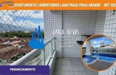 Apartamento 1 dormitorio piscina lado praia financiamento praia grande