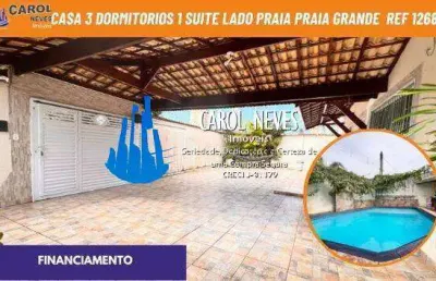 Casa 3 dormitorios 1 suite piscina lado praia financiamento praia grande