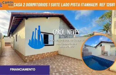 Casa nova 2 dormitorios 1 suite piscina lado pista financiamento itanhaem