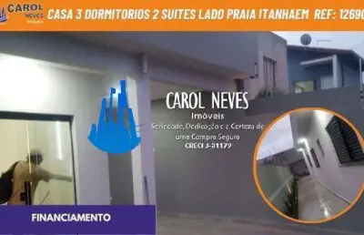 Casa 3 dormitorios 2 suites piscina lado praia financiamento itanhaem