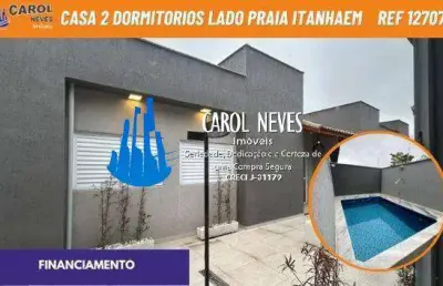 Casa 2 dormitorios 1 suite piscina lado praia financiamento itanhaem