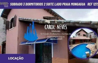 Sobrado 3 dormitorios 2 suite piscina lado praia locacao mongagua