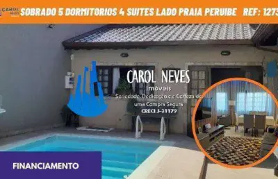 Sobrado 5 dormitorios 4 suites lado praia financiamento peruibe