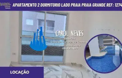Apartamento 2 dormitorios 1 suite lado praia locação praia grande