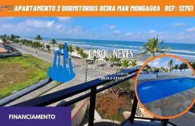 Apartamento 2 dormitorios piscina beira mar financiamento mongagua