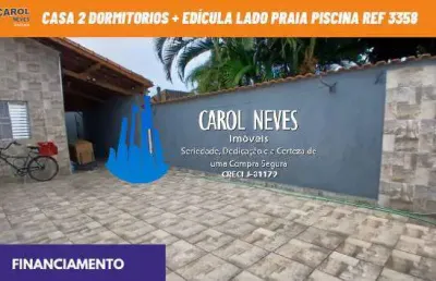 Casa 2 dormitorios edicula piscina lado praia financiamento itanhaém