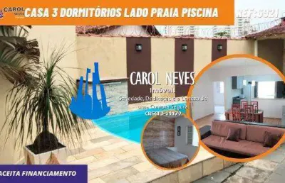 Casa 3 dormitórios lado praia piscina financiamento bancário mongaguá