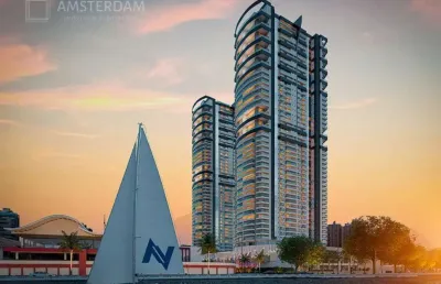 Construtora miramar, litoral sul, lançamento residencial navegantes em santos, 3 e 4 suítes frente ao mar na ponta da praia