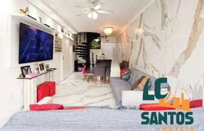 Cobertura com 263m², suíte presidencial, piscina, churrasqueira. reformada e porteira fechada - boqueirão santos.