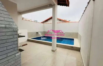 Casa nova com piscina lado praia com 03 dormitórios e piscina maravilhosa na praia de itanhaem