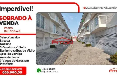 Casa em condomínio fechado com 3 quartos à venda na Rua Enéas de Barros, 645, Penha, São Paulo