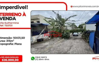 Terreno à venda, 315 m² por r$ 636.000,00 - vila guilhermina - são paulo/sp