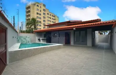 Casa à venda em mongaguá-sp, vila atlântica: 3 quartos, 2 suítes, 1 sala, 3 banheiros, 3 vagas, 93m².