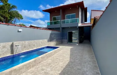 Casa à venda em mongaguá-sp, jardim maraba: 2 quartos, 1 suíte, 3 vagas de garagem - 80,61m² de área!