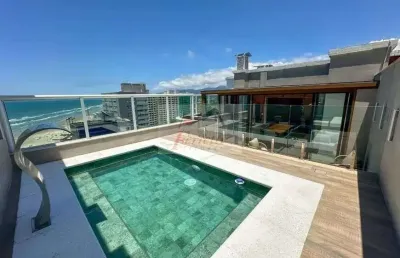 Cobertura duplex com 3 dormitórios sendo 2 suítes  climaizada  com vista mar em praia grande/sp