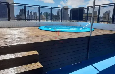 Cobertura duplex em manaira com piscina privada e vista mar. 2 suites, 2 vagas de garagem
