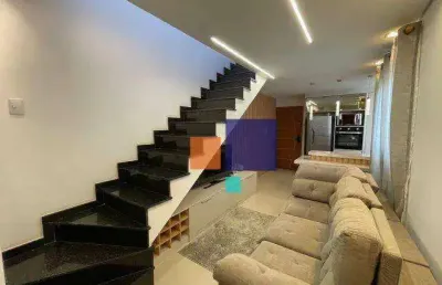 Cobertura mobiliada 86m², 02 dormitórios (01 suíte), 02 vagas - santa maria - santo andré