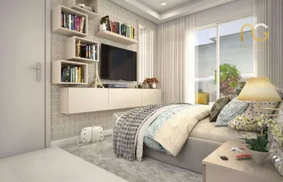 Apartamento novo  com 2 dormitórios à venda, 65 m² por r$ 688.768 - vila assunção - praia grande/sp