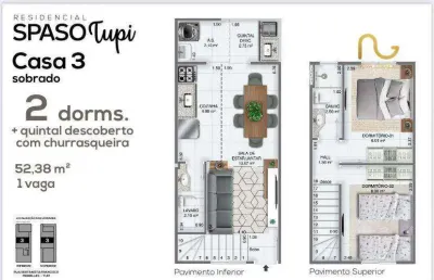 Sobrado com 2 dormitórios à venda, 52 m² por r$ 329.000,00 - tupi - praia grande/sp