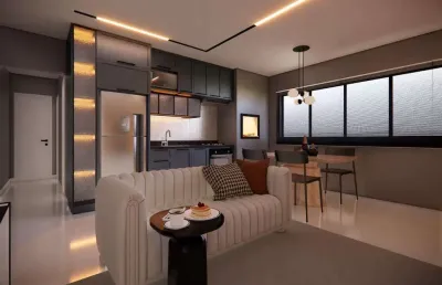 Apto com 57m², possui 2 quartos sendo 1 suíte e 1 vaga.