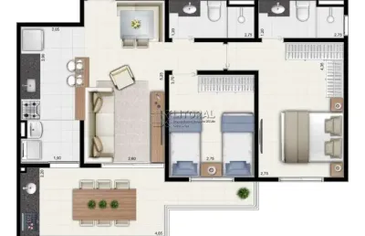 Apartamento com 2 quartos à venda no jardim astúrias, guarujá , 75 m2 por r$ 890.000