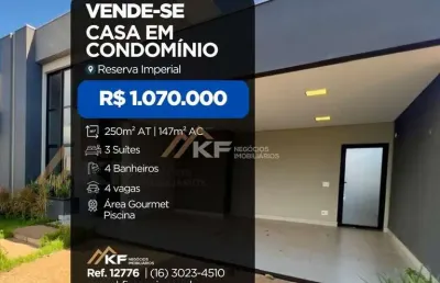 Casa em condomínio em reserva imperial, ribeirão preto/sp